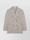 Palm Angels Cotton Double Breasted Jacket With Notched Lapels In Gray