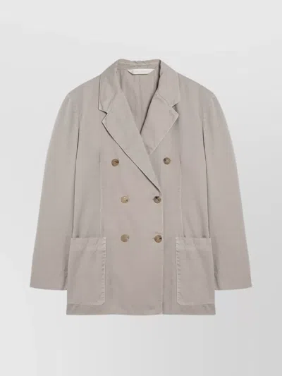 PALM ANGELS COTTON DOUBLE BREASTED JACKET WITH NOTCHED LAPELS