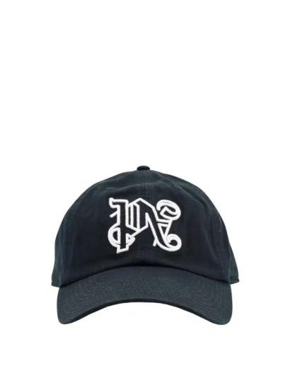 Palm Angels Cotton Hat With Monogram In Black