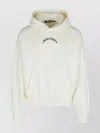 Palm Angels Cotton Hooded Sweatshirt Kangaroo Pocket In White
