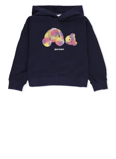 Palm Angels Kids' Cotton Hoodie In Blue