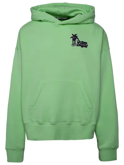 Palm Angels Cotton Hoodie In Green