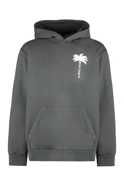 Palm Angels Cotton Hoodie In Grey