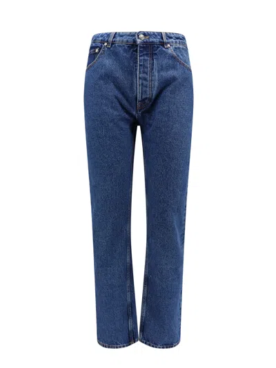 Palm Angels Straight Monogram Jeans In Blue