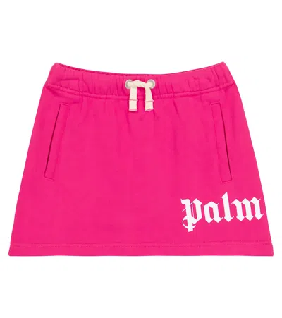 Palm Angels Kids' Logo-print Drawstring Skirt In Fuschia White
