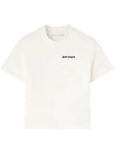 Palm Angels Logo-embroidered Cotton T-shirt In White
