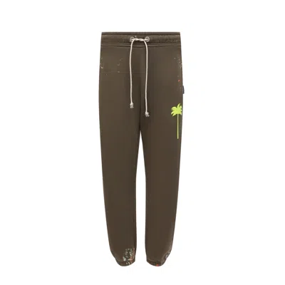 Palm Angels Cotton Jogging Pants In Green