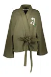 Palm Angels Cotton Kimono In Green