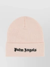 PALM ANGELS COTTON KNIT LOGO BEANIE WITH RIBBED CUFF