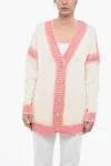 Palm Angels White And Pink Cardigan With Print In White