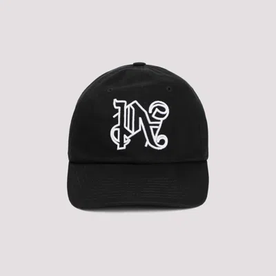 Palm Angels Monogram Cotton Baseball Cap In Black