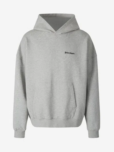 Palm Angels Cotton Logo Hoodie In Light Grey