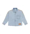 Palm Angels Logo-print Chambray Shirt In Blue