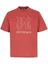 Palm Angels Oversize Logoed Chest Embroidery T-shirt In 红色