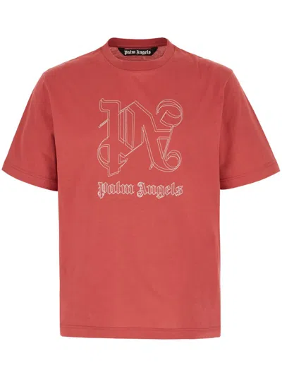 Palm Angels Red Cotton Oversize T-shirt In Red Off White