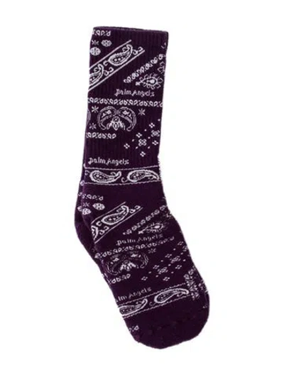 Pre-owned Palm Angels Cotton Patterned Socks In Purple