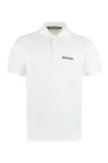 Palm Angels White Polo Shirt With Classic Collar And Logo On The Front In White