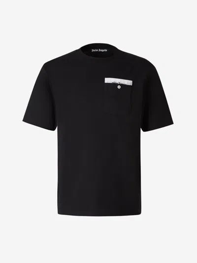 Palm Angels Cotton Pocket T-shirt In Black