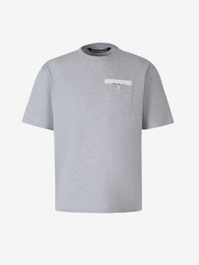 Palm Angels Cotton Pocket T-shirt In Light Grey