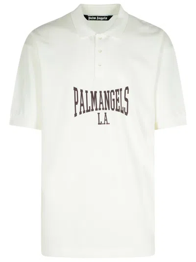 Palm Angels Cotton Polo Shirt In White