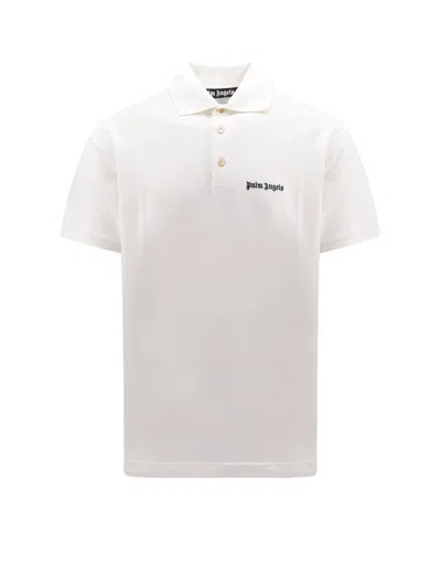 Palm Angels Cotton Polo Shirt With Embroidered Logo In White