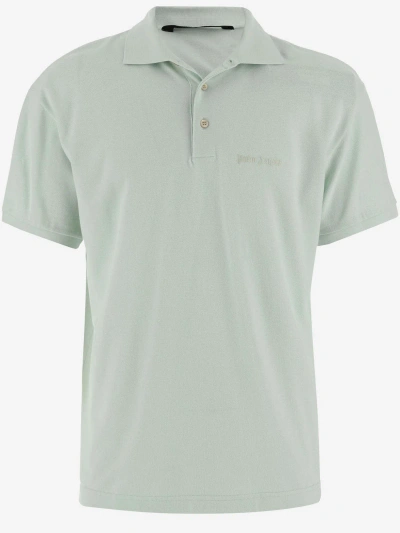 Palm Angels Cotton Polo Shirt With Logo In Green
