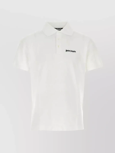 PALM ANGELS COTTON POLO WITH HEMLINE SLITS AND RIBBED COLLAR