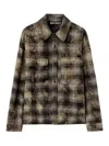 Palm Angels Logo-print Check-pattern Shirt In Gris
