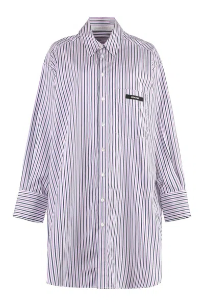 Palm Angels Cotton Shirtdress In White