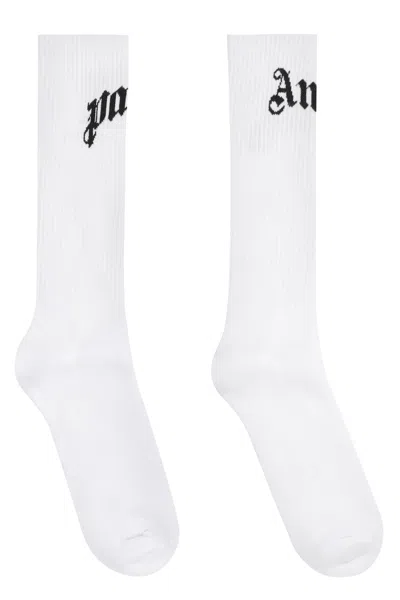 Palm Angels Cotton Socks With Logo In White