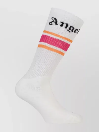 Palm Angels Cotton Striped Knee-high Socks In White