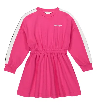 Palm Angels Kids' Sweatshirt-kleid Aus Baumwolle In Fuchsia White