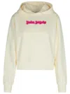 Palm Angels Cream Cotton Sweatshirt In Off White Fuchsia