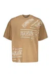 Palm Angels Beige Bandana Print T-shirt In Beige