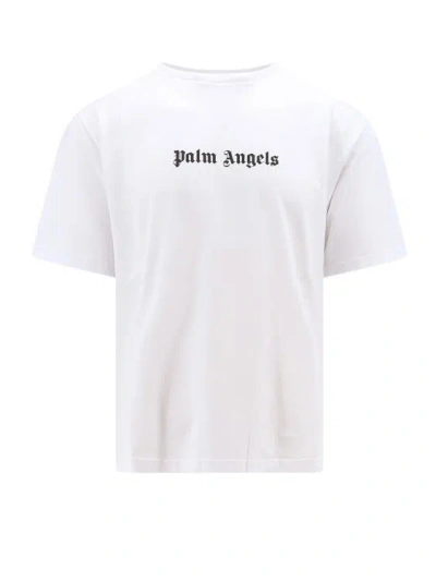Palm Angels Cotton T-shirt With Logo Print In White