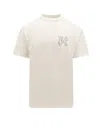 Palm Angels T-shirt With Studded Monogram In White