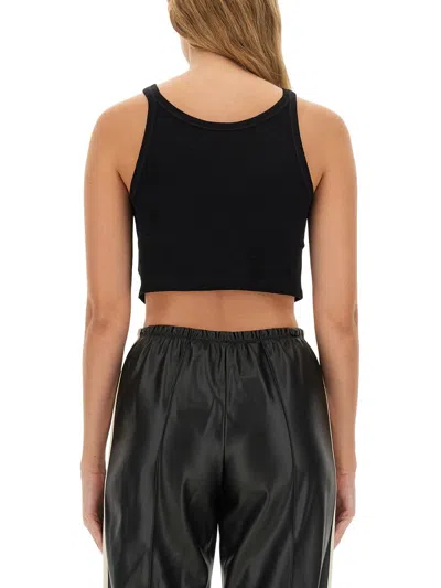 Palm Angels Logo-embroidered Cotton Tank Top In Black