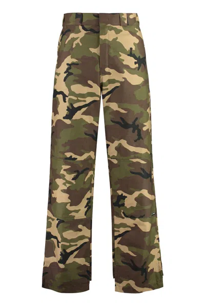 Palm Angels Camouflage Printed Pants In Green