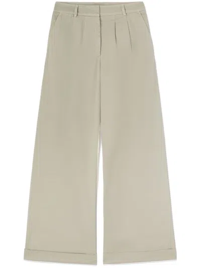 Palm Angels Cotton Wide Leg Pants In Neutrals