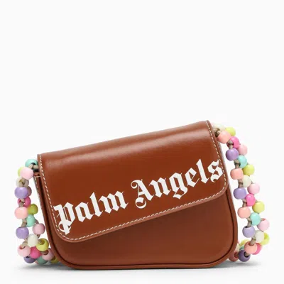 Palm Angels Crash Brown Shoulder Bag In Black