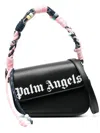 Palm Angels Crash Plaited Bandana Handle Leather Shoulder Bag In Schwarz