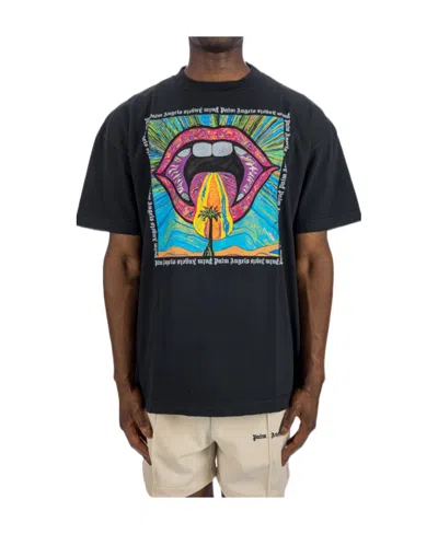 Palm Angels Crazy Mouth Crew-neck T-shirt In Black