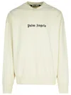 Palm Angels "classic Logo" Merino Wool And Cashmere Sweater In Beige