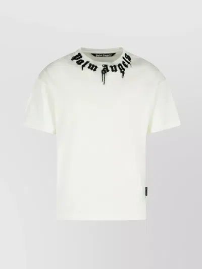 PALM ANGELS CREW NECK EMBROIDERED SHORT SLEEVES T-SHIRT