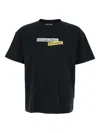 Palm Angels Paxlatimes Black Cotton T-shirt In Blue