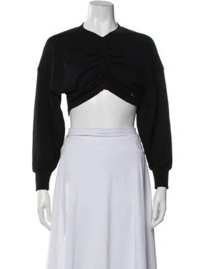 Pre-owned Palm Angels Crew Neck Long Sleeve Crop Top In Black