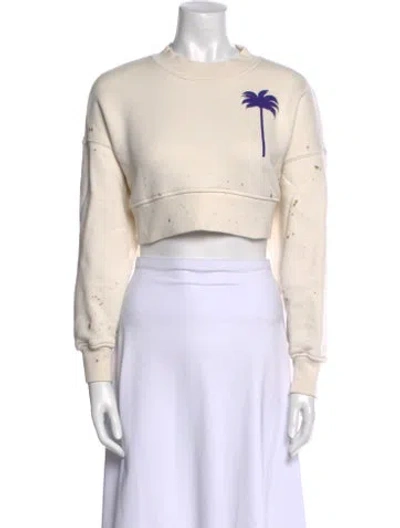 Pre-owned Palm Angels Crew Neck Long Sleeve Crop Top In Neutral