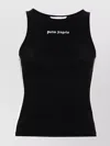 Palm Angels Crew Neck Racerback Sleeveless Tank Top In Black