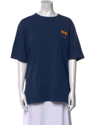 Pre-owned Palm Angels Crew Neck Short Sleeve T-shirt W/ Tags In Blue