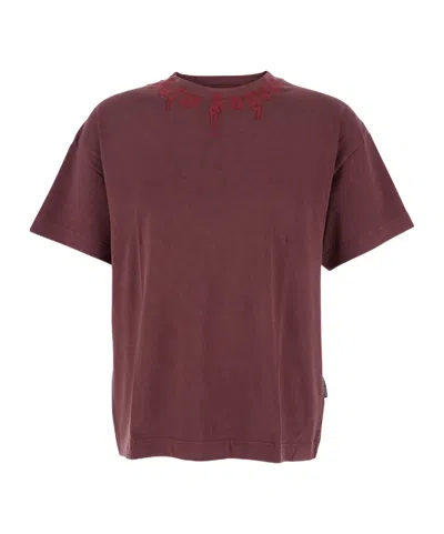 Palm Angels Crew Neck Short-sleeved T-shirt In Red